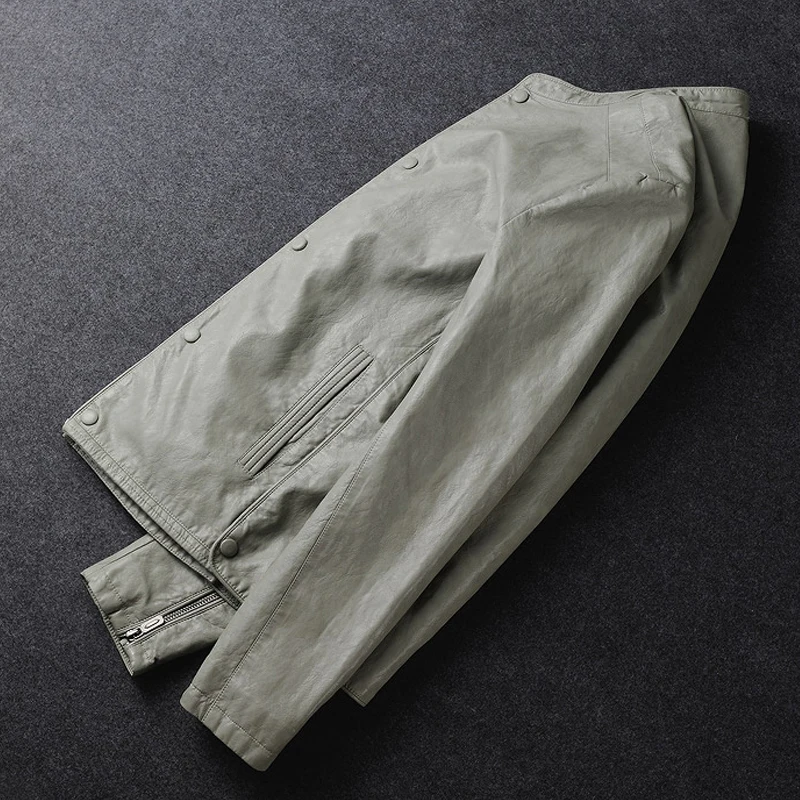OLN весна осень Pu Slim Fit Мужские кожаные куртки высокое качество мода мото и Байкер