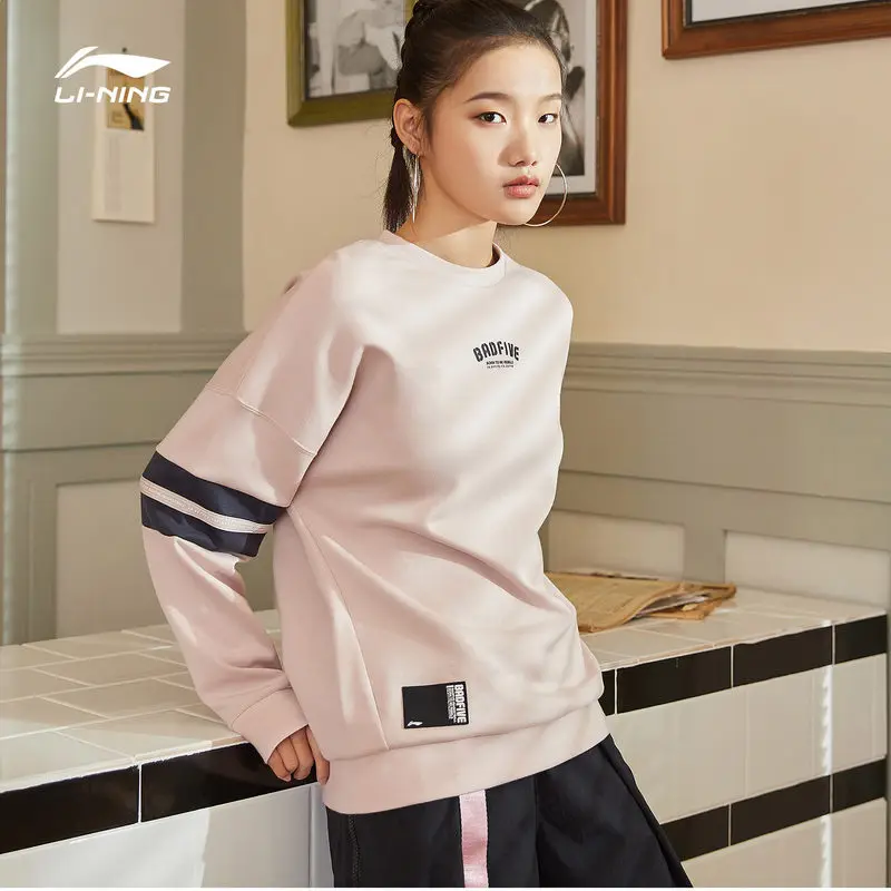Li-Ning Женский Баскетбол BAD 5 свитер свободный крой 18% полиэстер 82% хлопок подкладка