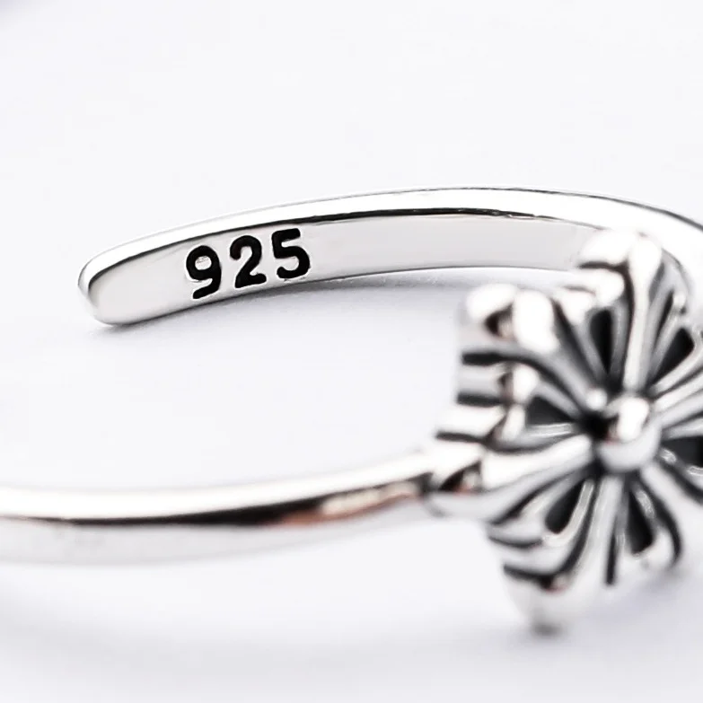 

Element silver fine ring flower men and women s925 disco girls ring single small Daisy ring ring ring hip-hop head accessories3