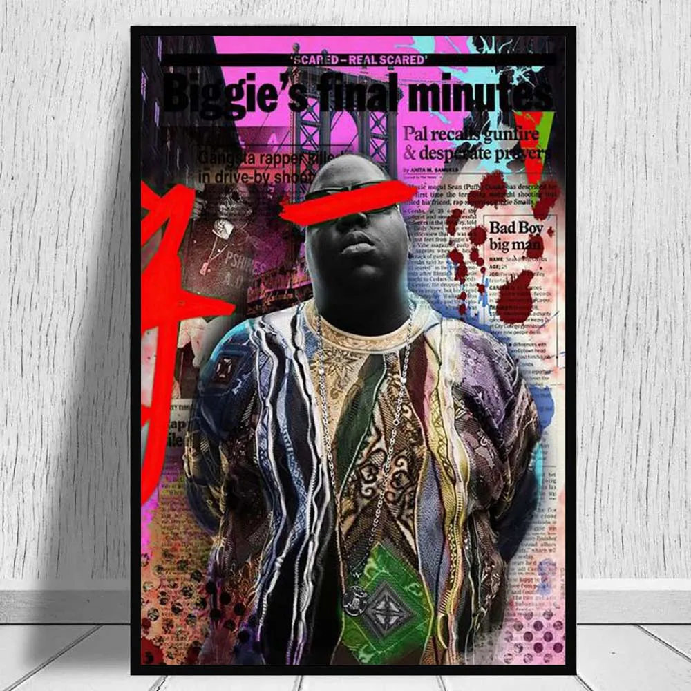 

Hip Hop Biggie Smalls Music Poster Rap Star Canvas Art Painting on Wall Decoration Printing Portrait Painting Living Room