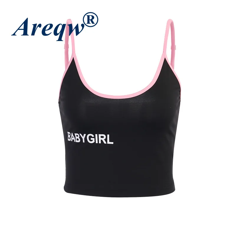 

2021 Summer New Self-cultivation Bottoming Outer Wear Camisole Contrast Printing Letter Small Sling