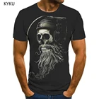 Мужская футболка с принтом черепа KYKU, Повседневная футболка с принтом черепа в стиле хип-хоп, весна-осень