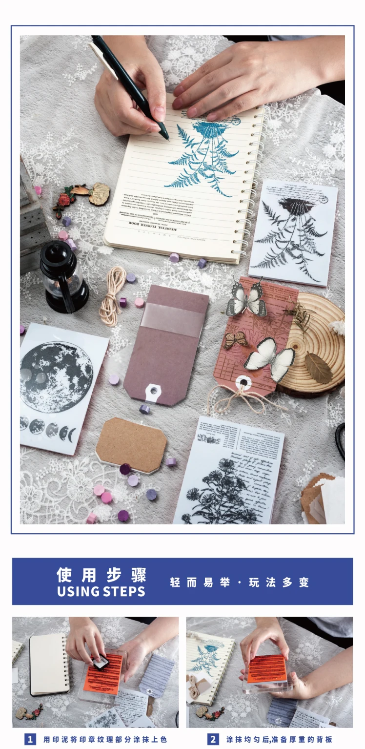 Floriography Junk Journal Bullet Journal Decorative Rubber Stickers Scrapbooking Stick Label Diary Stationery Album Sticker