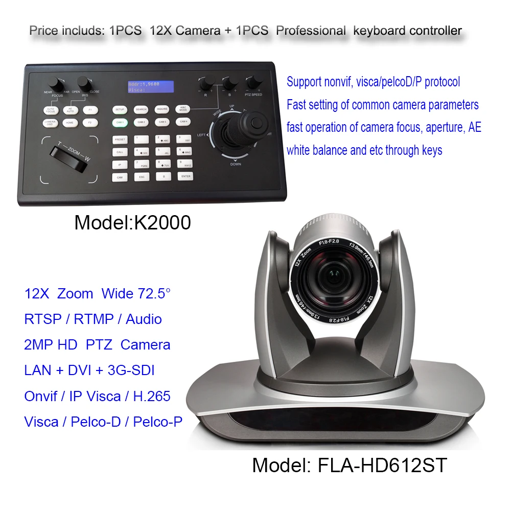 Джойстик управления PTZ Iris IP Visca PelcoD клавиатура ler 1080p60fps 12x оптический зум SDI DVI Видео
