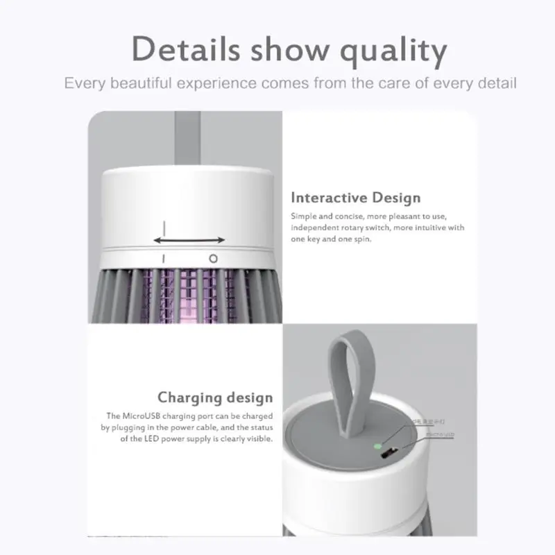 

USB Rechargable Electric Shock Type Mosquito Zapper Repellent Photocatalyst Portable USB LED Lamp For Mosquito Insect Killing