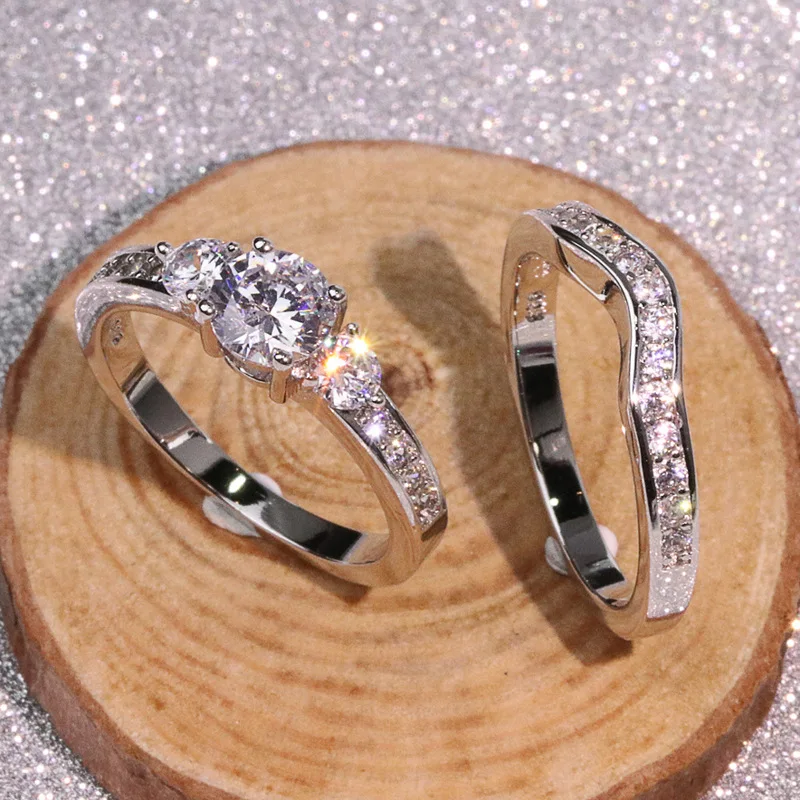 925 пробы Серебряное микро-инкрустированное кольцо с бриллиантом Лилия