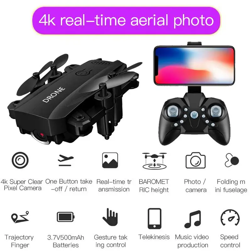 S107 складной мини Дрон RC 4K FPV HD камера Wifi селфи вертолет игрушки для мальчиков и