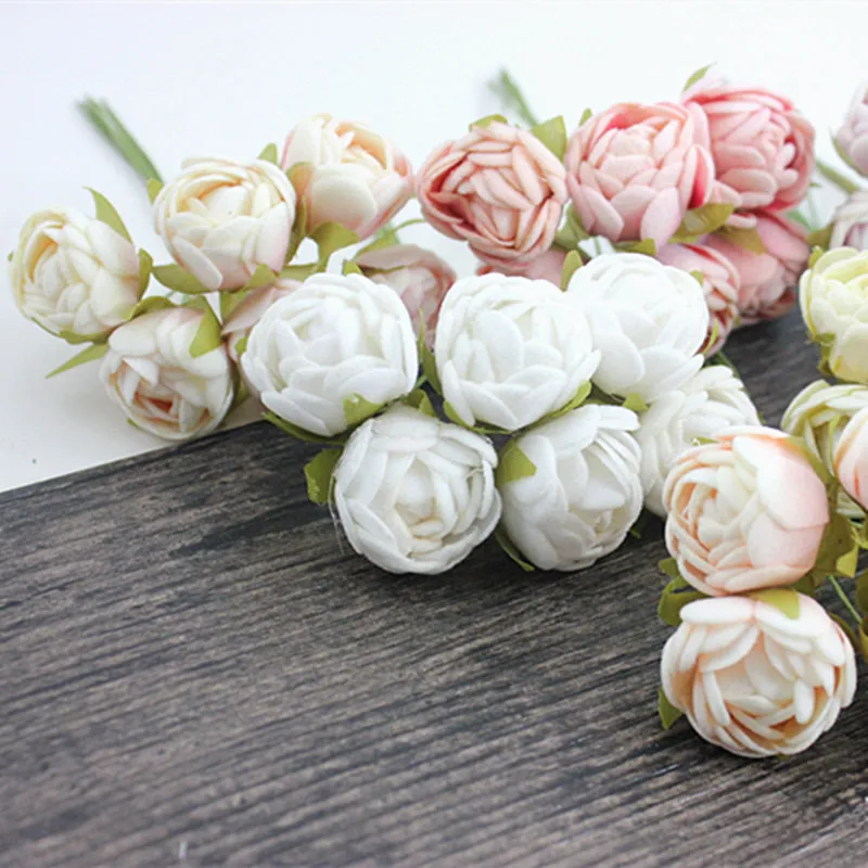 Маленький букет роз 6 шт. искусственные бутоны шелковые розы сделай сам