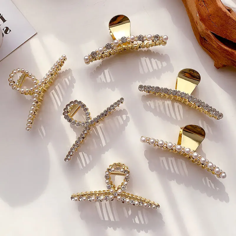

2021 Autumn Temperament Fairy Sweet Pearl Diamond Big Hair Scraping Plate Hairpin ins Korean Version of Net Red Hair Accessories