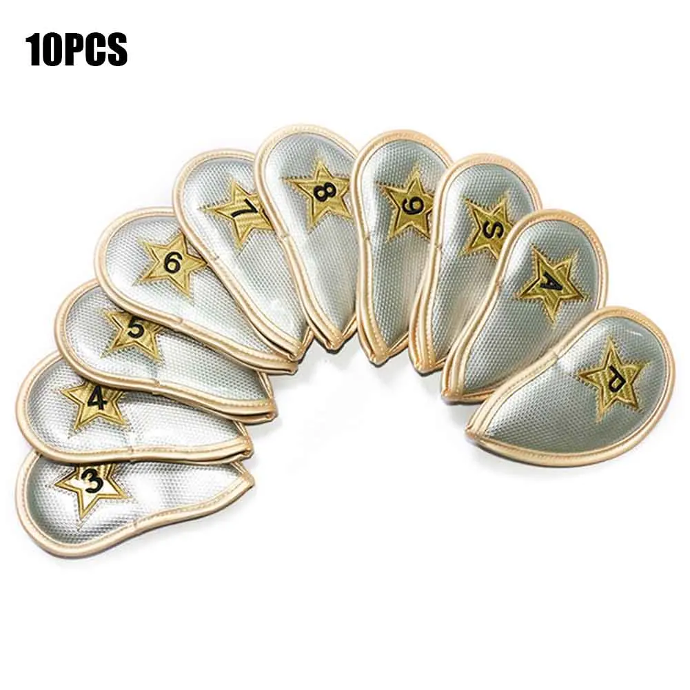 

10pcs/set Protective Case Gift Anti Scratch Durable Training Aids Waterproof PU Leather For Club Golf Iron Head Covers Portable