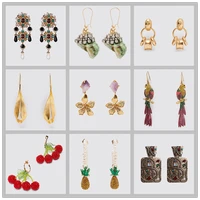 fashionsnoops vintage rhinestone drop earrings boho flower metal imitation pearls dangle earrings for women geometric jewelry