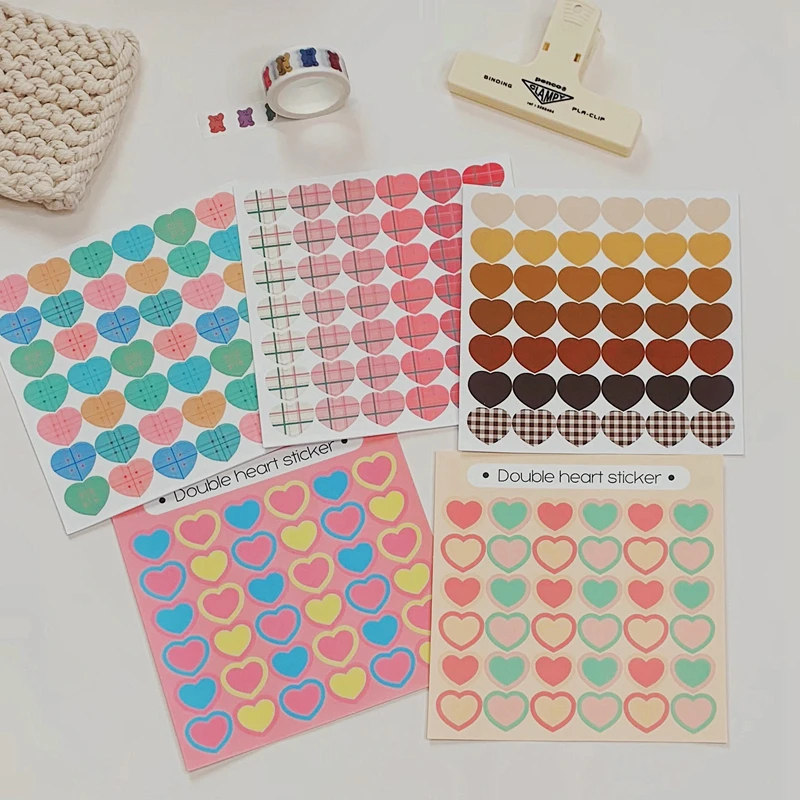 

1 Sheet Loving Heart Grid Cute Stickers Decorative Scrapbooking Diy Bullet Journal Album Stick Label Stationery School Supplies