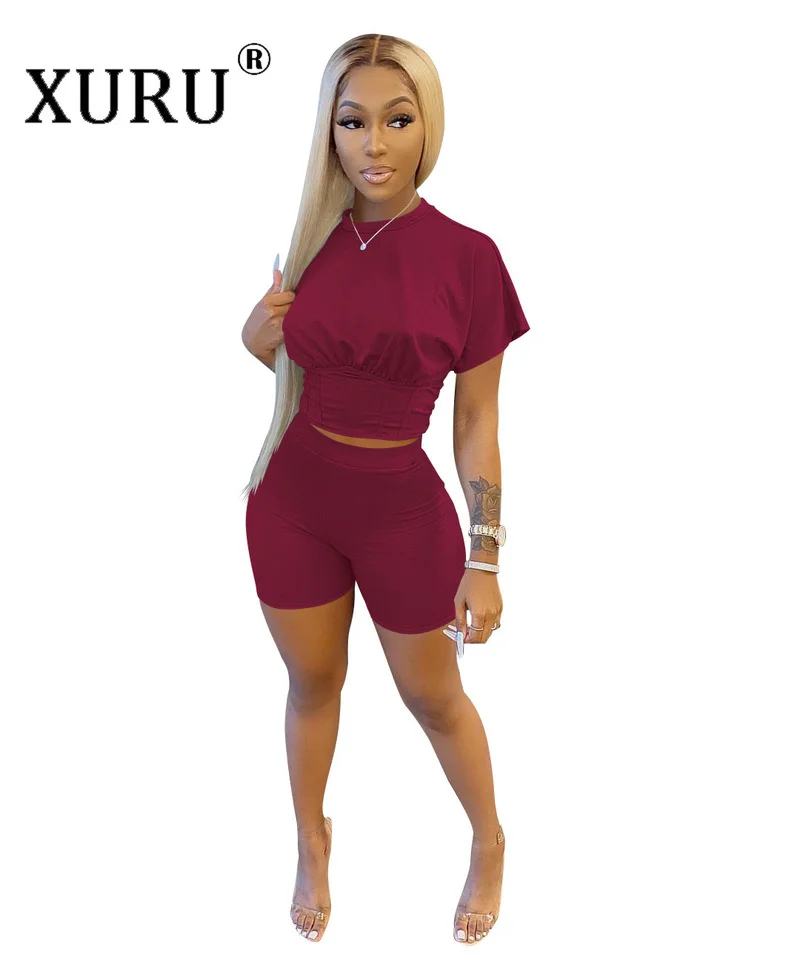 XURU European and American Women's Jumpsuit White Sports Waist Jumpsuit Two-piece Spring and Summer Casual Jumpsuit