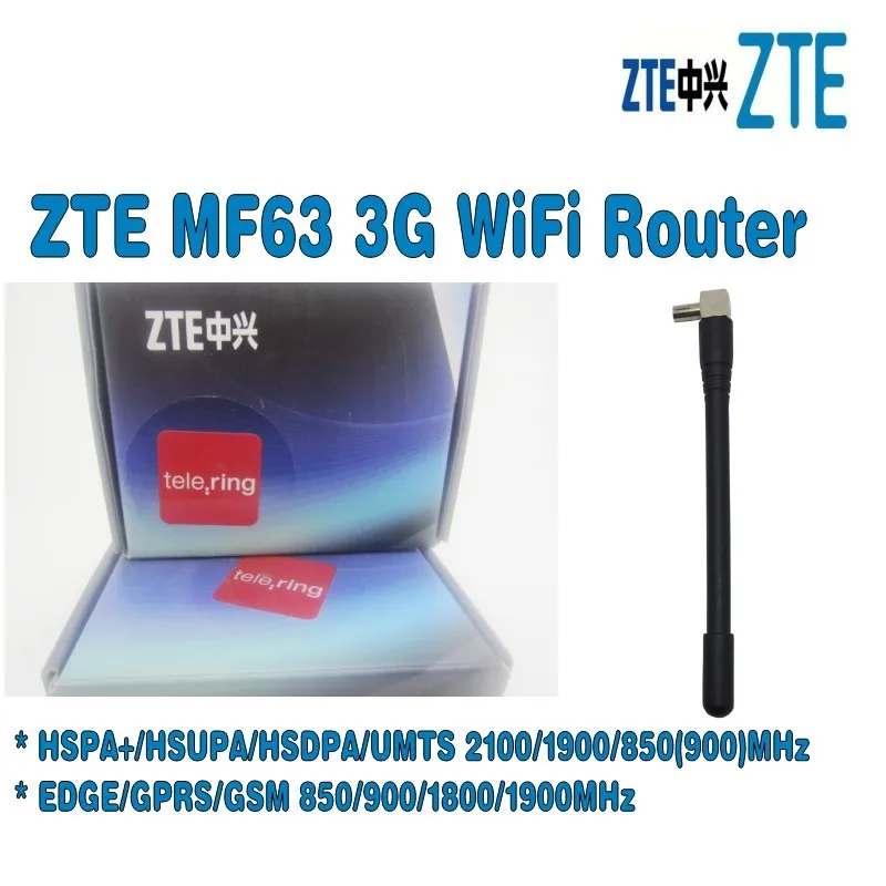 Карманный Wi Fi роутер ZTE MF63 3G 21 Мбит/с Мобильный разблокировка с антенной