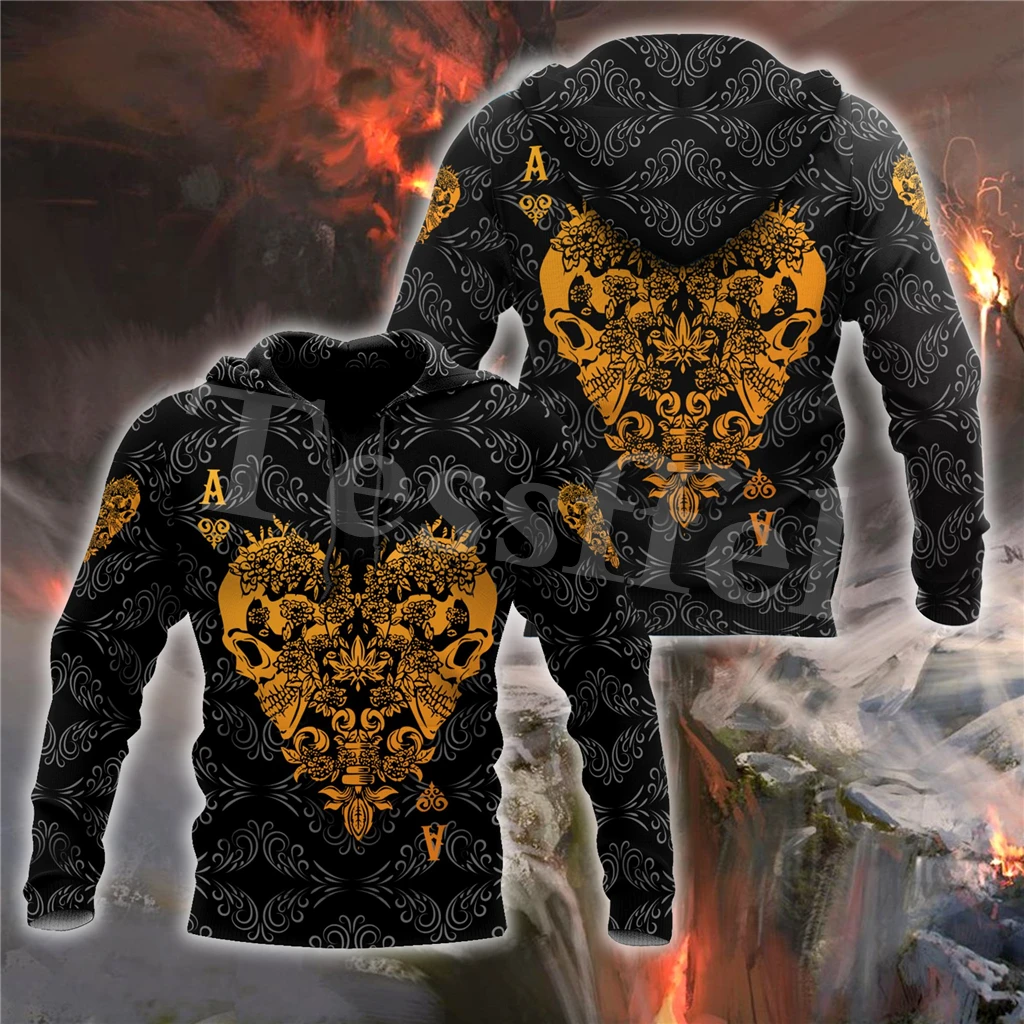 

Tessffel Skull Poker Ace of Hearts 3D Print Fashion Men's Sweatshirt Tattoo Harajuku Zipper Hoodie Casual Streetwear Style-2
