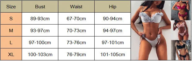 Женский комплект бикини из двух частей летний бюстгальтер пуш-ап с оборками