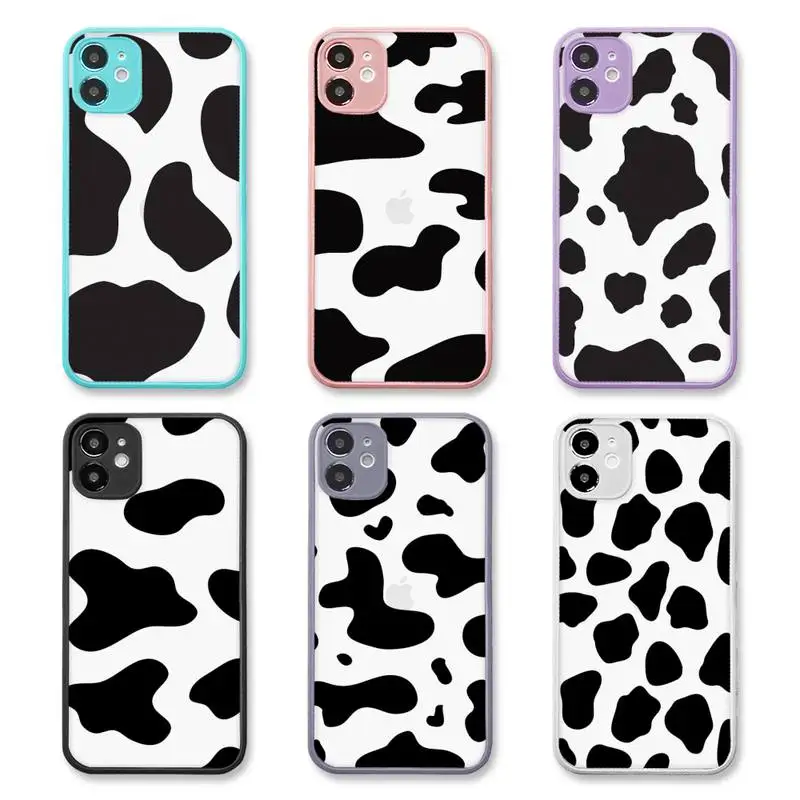 

cow Phone Case purple matte transparent For iPhone 7 8 x xs xr 11 12 pro plus max mini Clear Funda