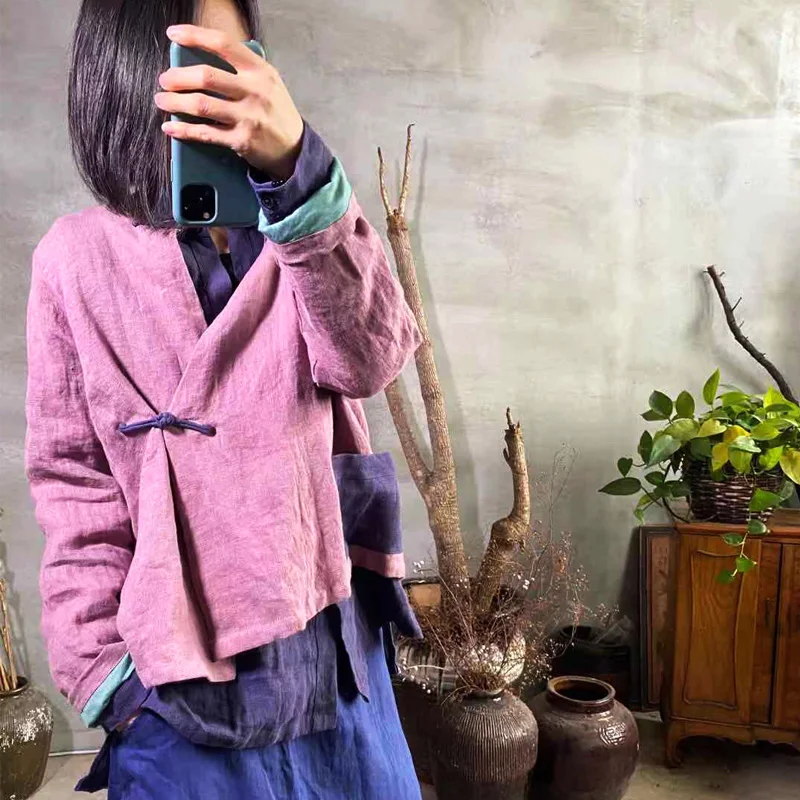 Женские винтажные рубашки из хлопка и льна весенние блузки 2020 с v образным