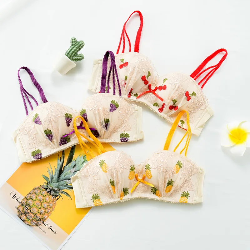 Женский кружевной бюстгальтер с мягкими чашечками и вышивкой|Бюстгальтеры| |