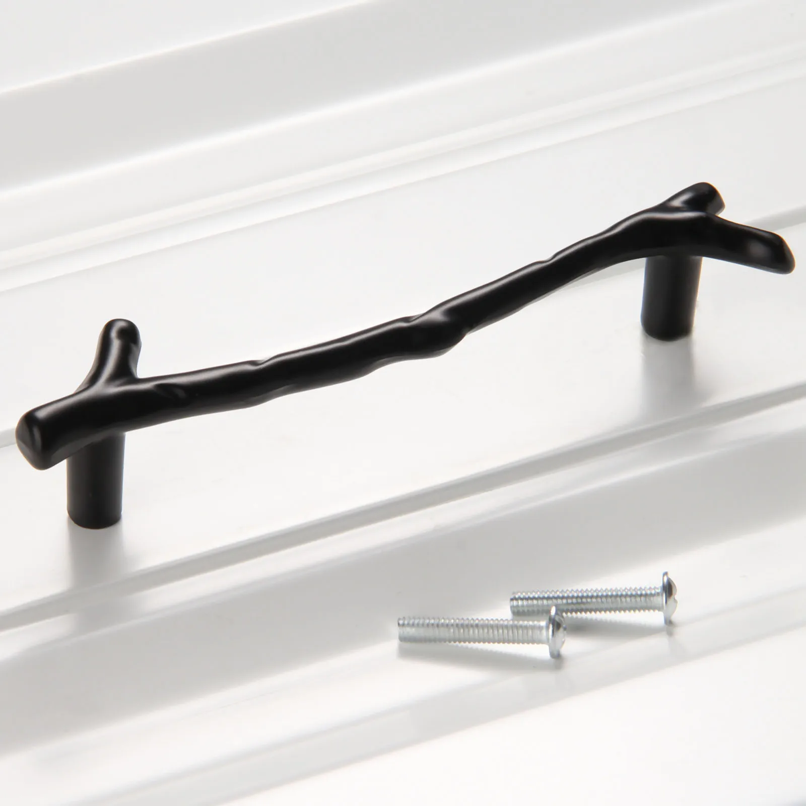 1set Handle Tree Branch Kitchen Closet Drawer Furniture Pulls Cupboard Dresser Cabinet Knobs Black Sliver 96/128mm Alloy w/screw |
