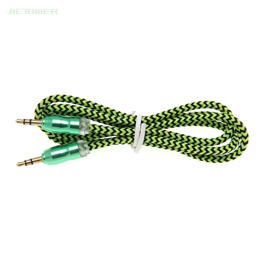 

High Efficiency Jack Nylon Braided 3.5mm Audio Cable Aux Cable Male To Male Aux Cord for Iphone Samsung for Speaker 50pcs/lot