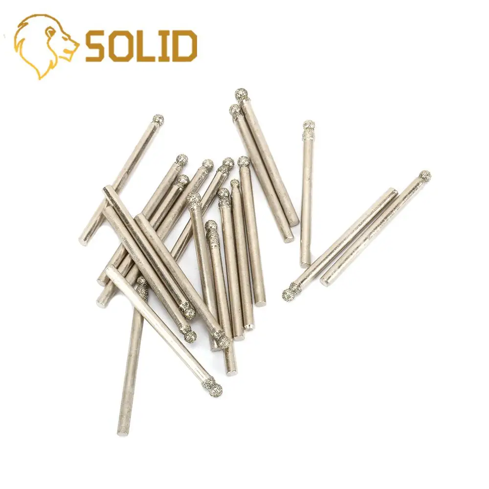Diamond Grinding Head 3mm Shank Round Ball Engraving Abrasive Burrs Rotary Tools 3-8mm 20Pcs/Set | Инструменты