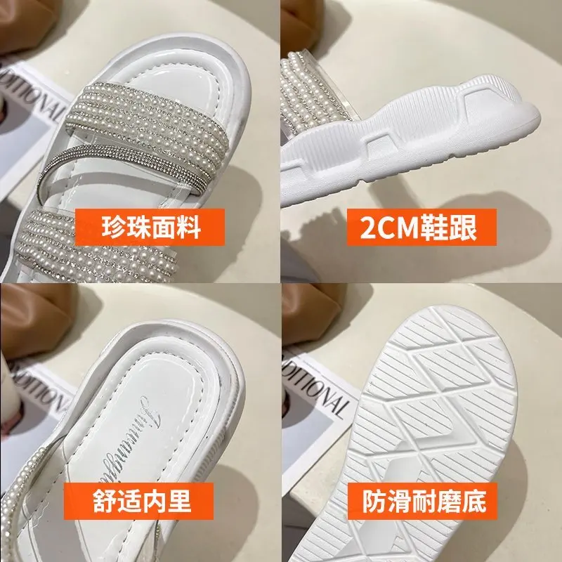 

Korean Shoes Casual Female Sneakers Round Toe Dress Flats Women Elegant Pearl Decorateion 2021 New Summer Beading Lace-Up Slip-O