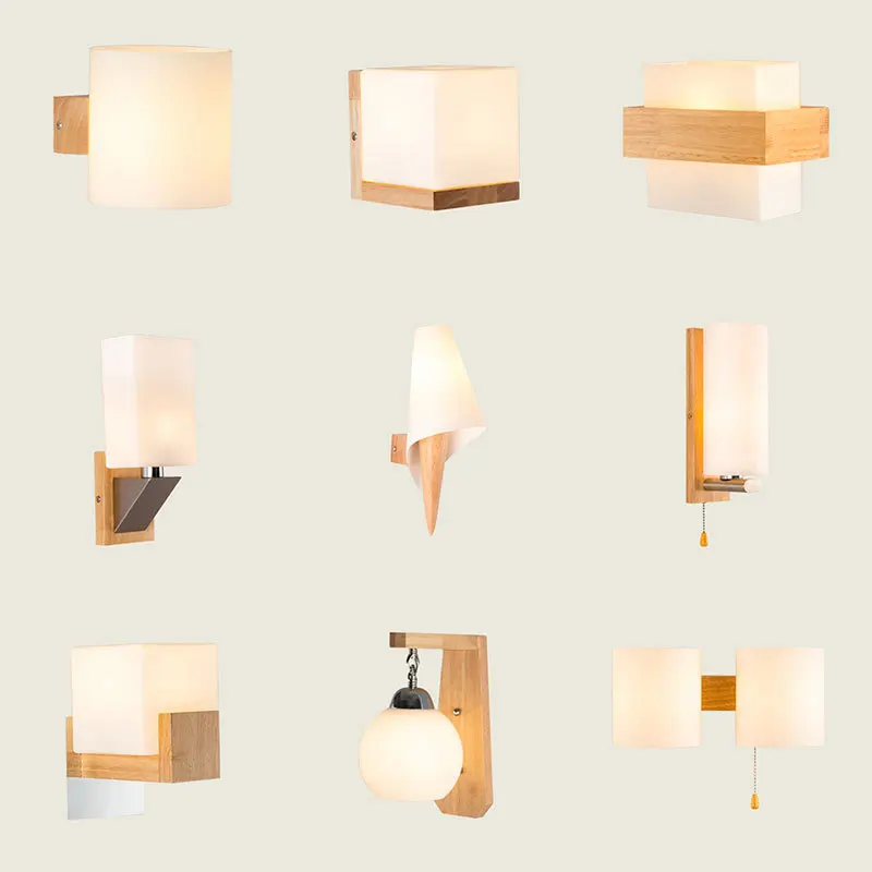 

Wooden Wall Lamp Led Creative Bedroom Bedside Wall Light North Europe Living Room Corridor Decorate Bed Led Indoor Lighting