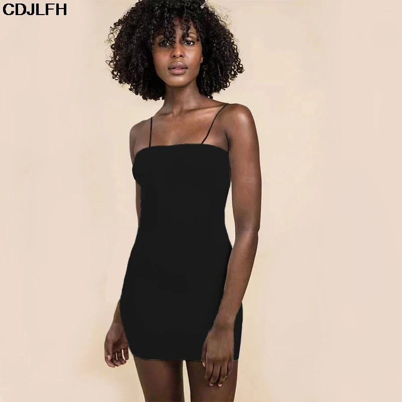 

Vitage Sexy Bodycon Dress Evening Party Elegant Backless Robe Noel Mini Dresses Spaghetti Strap Bandag Female Mini Black Dress