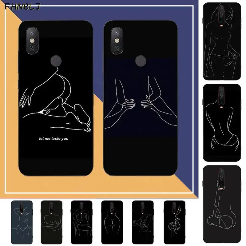 FHNBLJ Art Simple Kiss Rose Sex Girl Body Silicone Black Phone Case for RedMi note 9 4 5 6 7 5a 8 pro max 4X 5A 8T | Мобильные