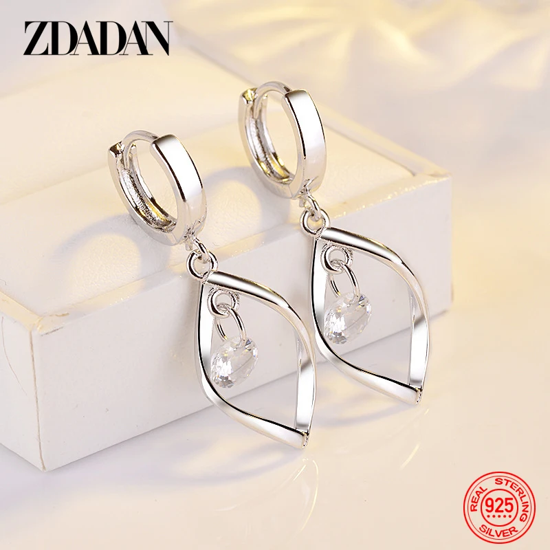 

ZDADAN 925 Sterling Silver Fashion Jewelry Twist Drop Earring For Women