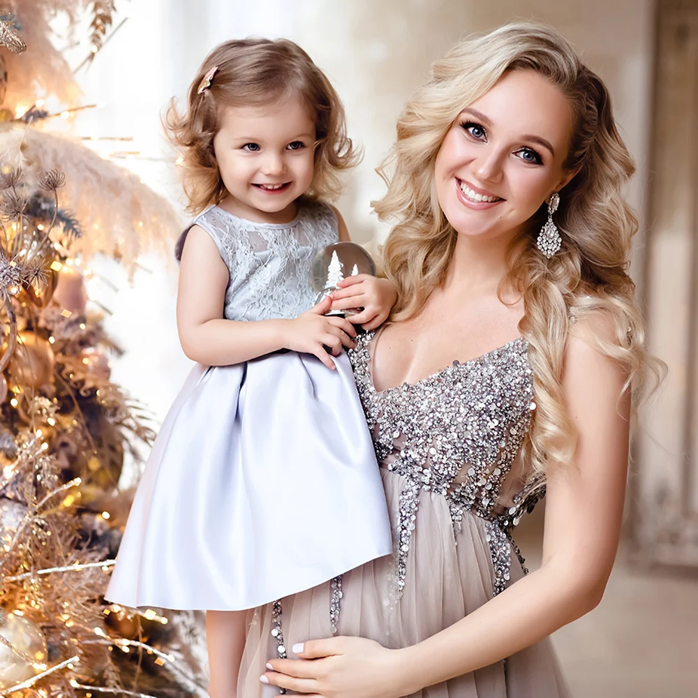 

Blue Satin Flower Girl Dresses 2022 New Lace Baby A-Line Christmas Prom Gowns Cute Simple Kids Birthday Dress платье для девочки