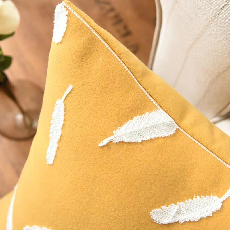Nordic Style Feather Pattern Pillowcase Living Room Bed Room Decorative Pillow Cases 45x45cm Polyester Cotton Pillow Cover