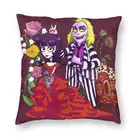 Покрывала для дивана с изображением битлсока и Лидии, подушка с цветочным принтом, квадратные, 40x40, с изображением Тима Бертона
