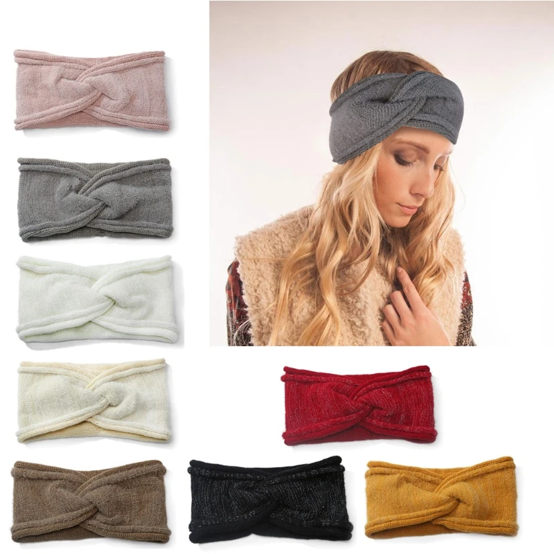 Крупные вязаные повязки на голову плетеные зимние обогреватели для ушей крючком