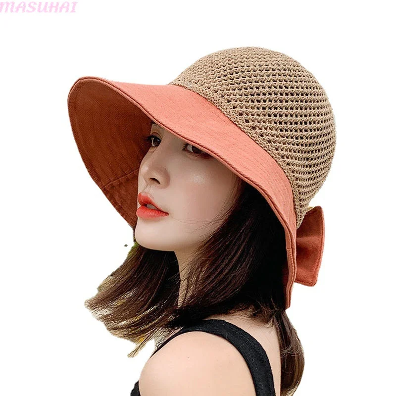 

MASUHAI Women fashion versatile sunscreen system hollowed out face covering Japanese protective fisherman hat summer