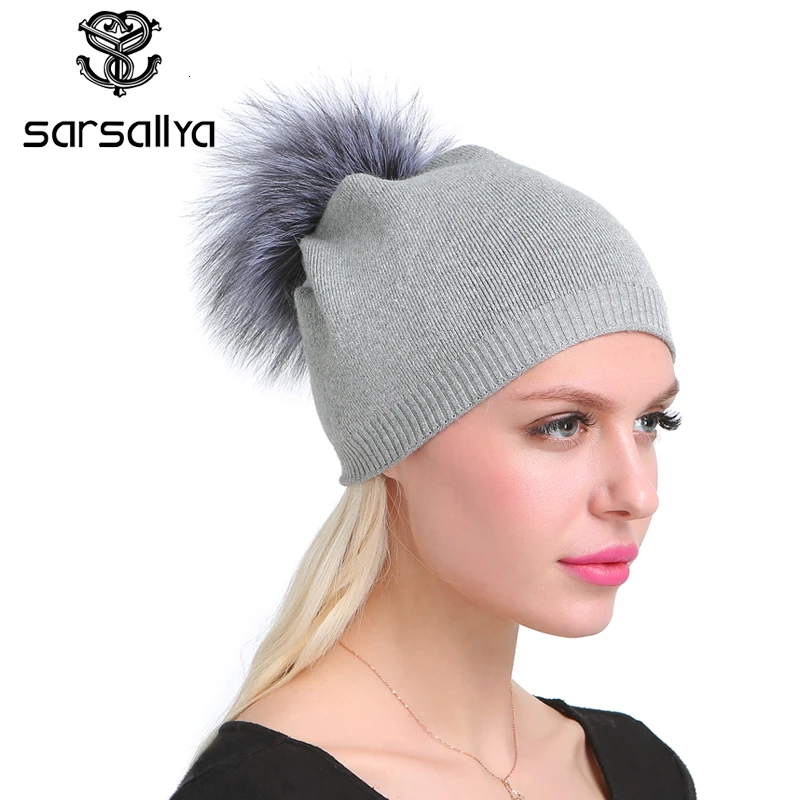 Осень зима шапочки hat мужская вязаный шерстяной повседневная cap с реальными лисий