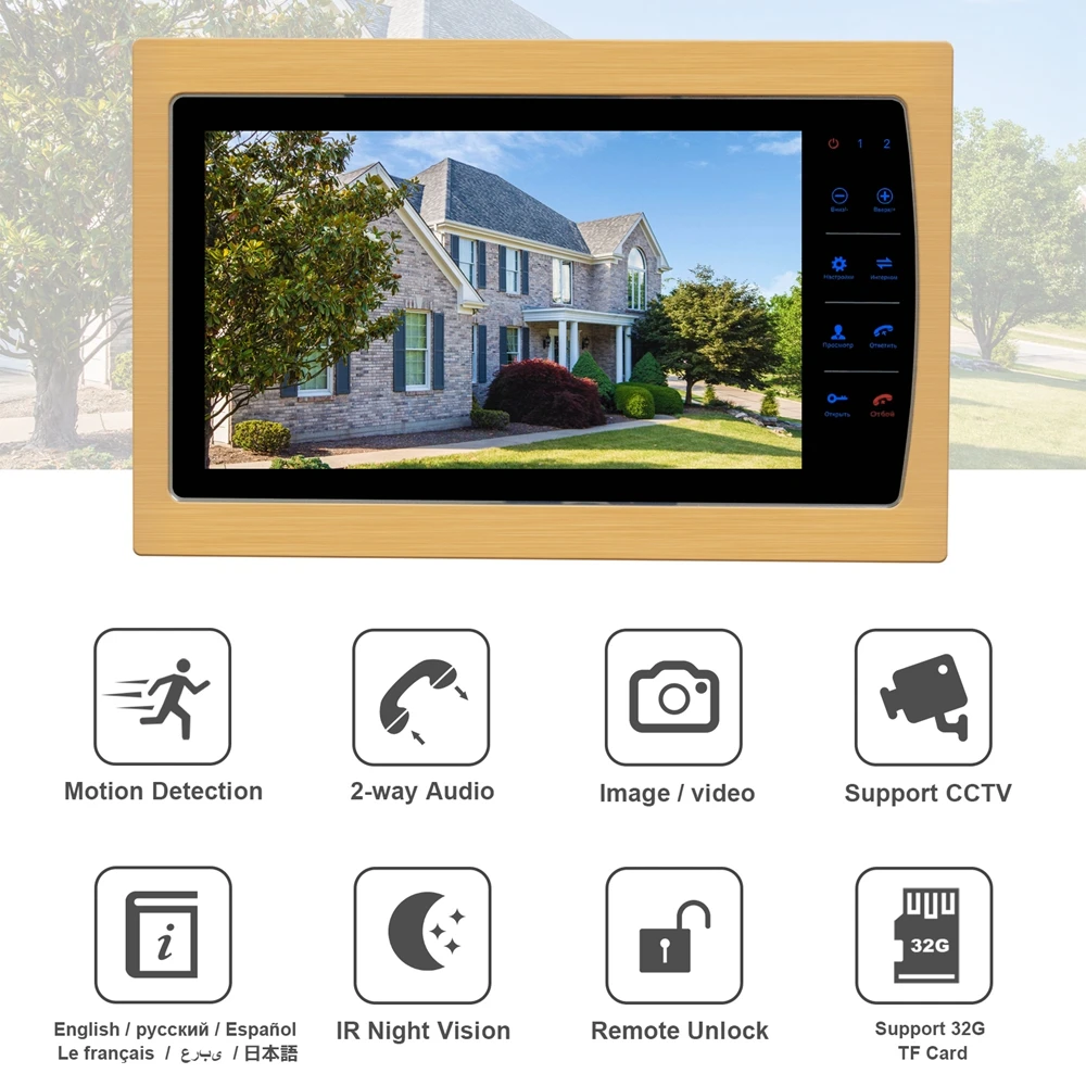 Homefong Проводной видеодомофон для дома квартиры 10-дюймовый экран из сплава версия