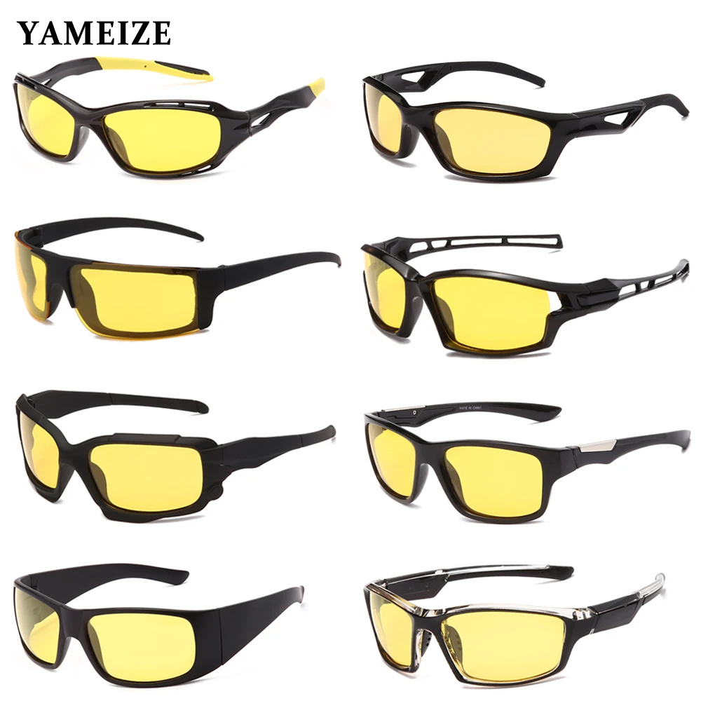 YAMEIZE Anti Glare Night Vision Glasses For Driving Men Polarized Sunglasses Women Driver Glasses Yellow Lens Sports Goggles