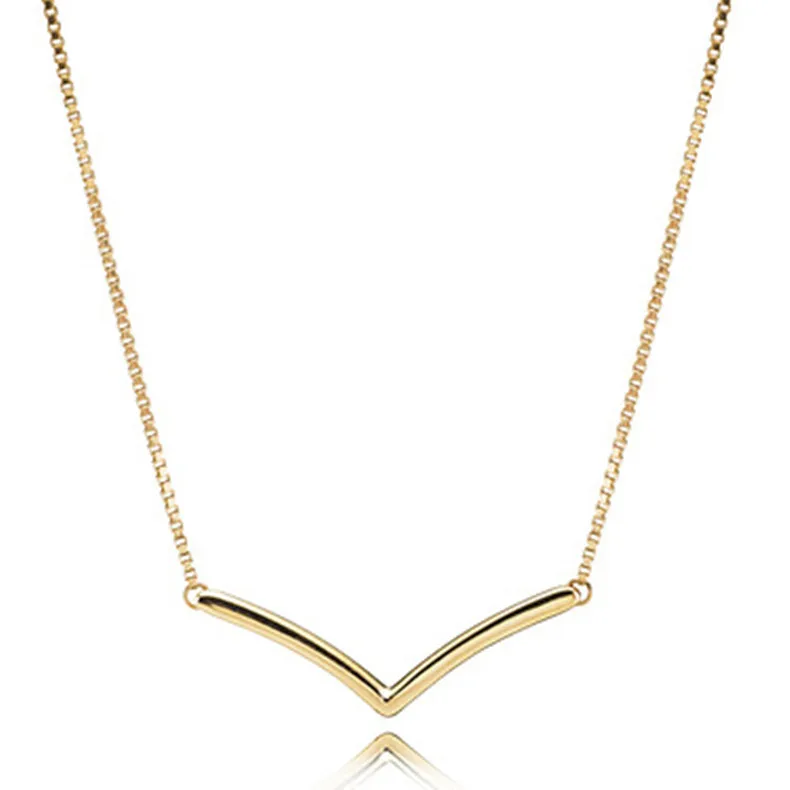

Original Pan 925 Sterling Silver Elegant V Shape Shimmering Wish Europe Necklace for Women Bead Charm Holiday Gift Jewelry