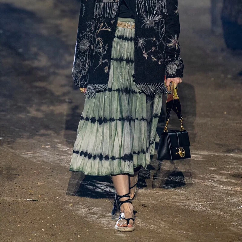 Женская винтажная плиссированная юбка миди в полоску с высокой талией | одежда