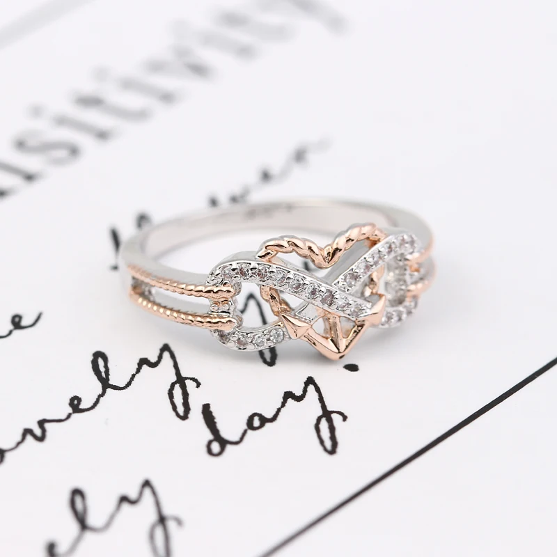 2 цвета розовое золото/Черное золото сладкий стиль сердце тренд Бесконечная