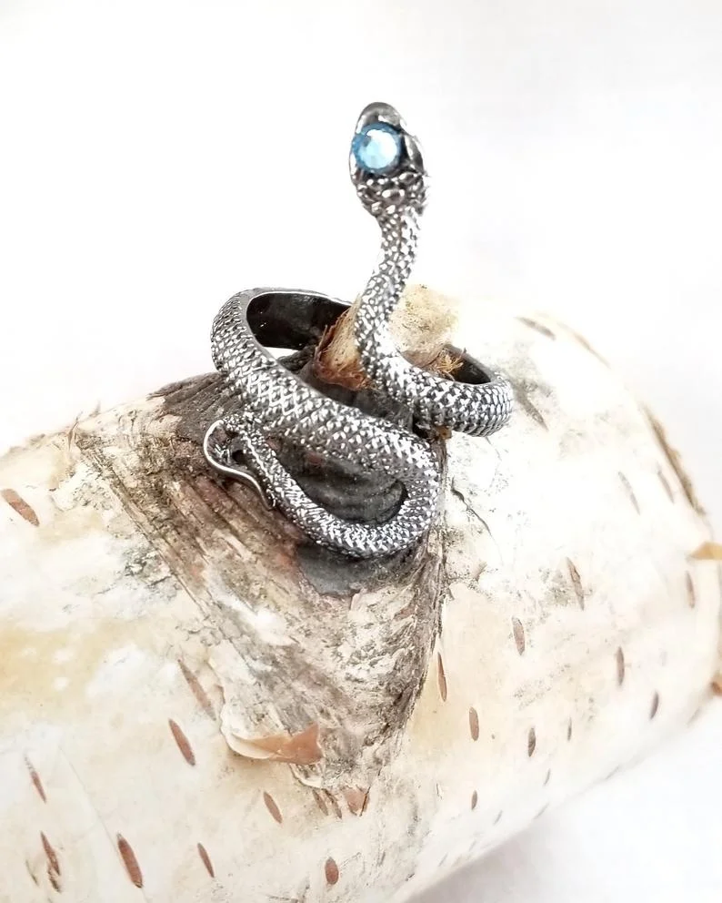 1 шт персонализированный черный камень змейка кольцо-готическое