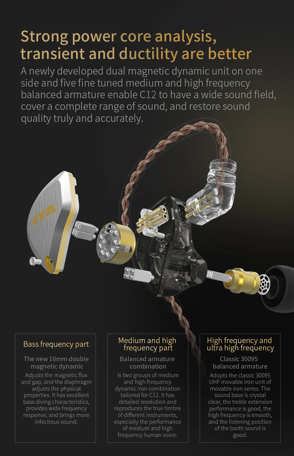 CCA C12 5BA+ 1DD 12 шт гибридные HIFI наушники бас наушники шумоподавления наушники C16 ZSX ZS10PRO Новинка
