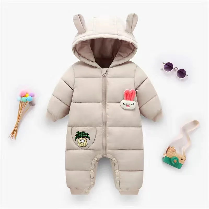 

2020 Winter Baby Winter Clothes Cartoon Cotton Warm Newborn Baby Girl Jumpsuit Toddler Snow Suit Girl Christmas Outfit
