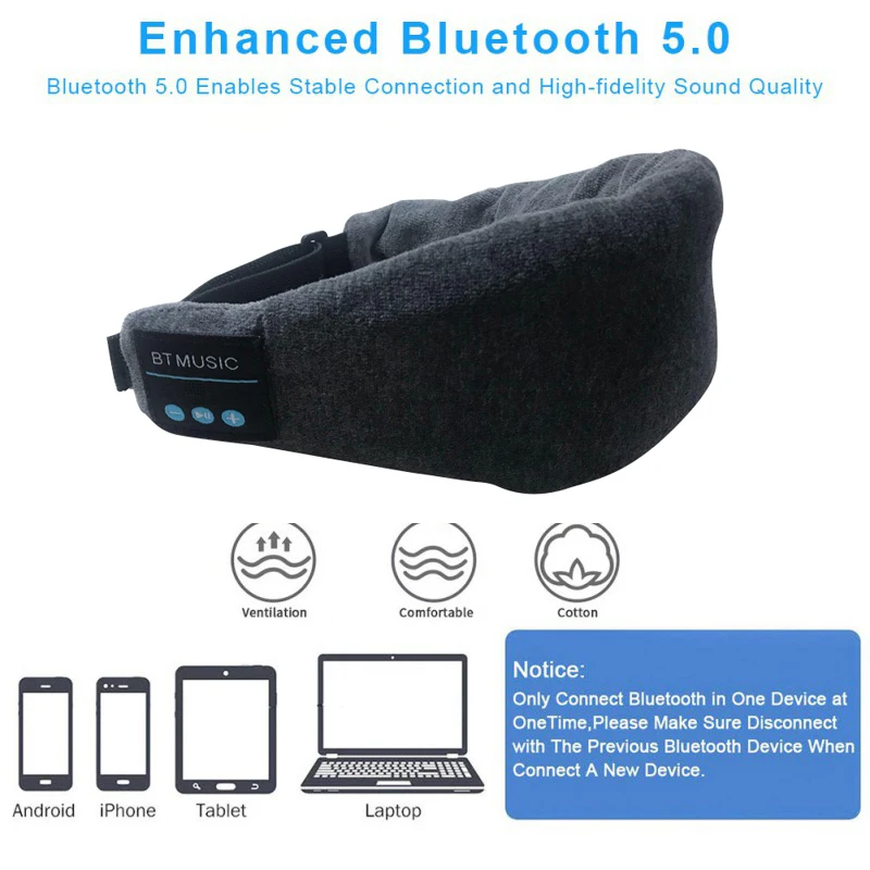 Bluetooth 5 0 беспроводные наушники музыка маска для сна головная повязка мягкие