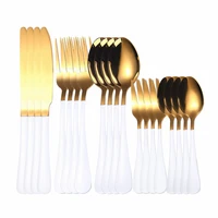 white gold cutlery set 20 pcs tableware dinner sets stainless steel mirror fork knife spoon kitchen flatware gold dinnerware set