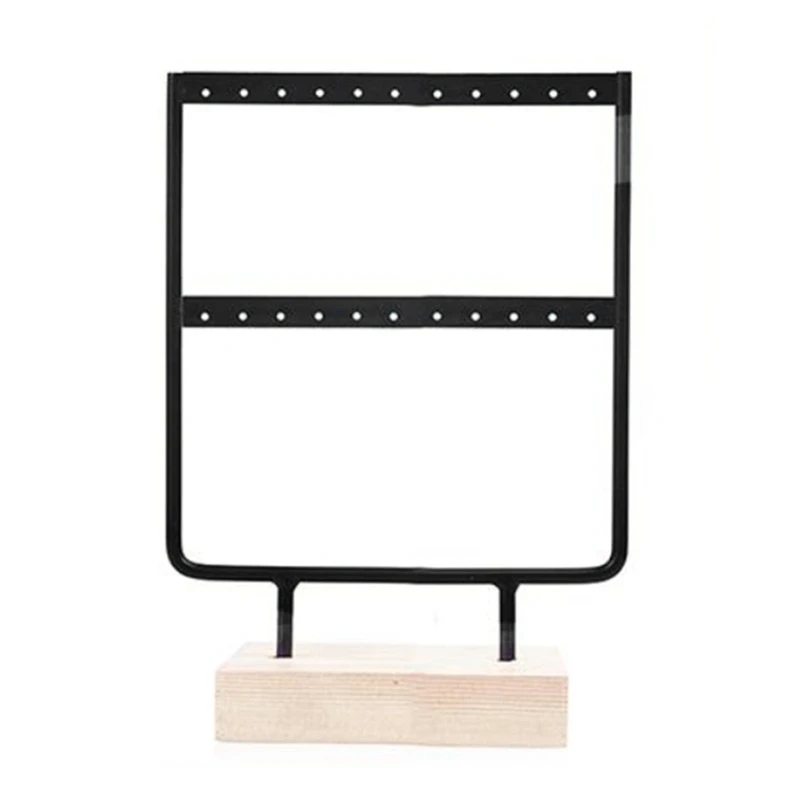 

Earrings Presenting Rack Wooden Base Metal Ear Studs Pendant Jewelry Holder Display Stand Organizer