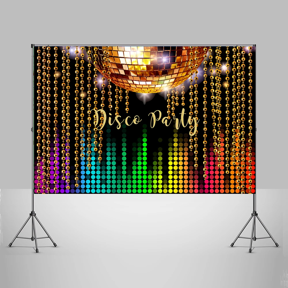 

Photography Backdrop Disco Neon Adults Back to 80s 90s Birthday Party Background Decor Let's Crazy in The Dark Dessert Banner