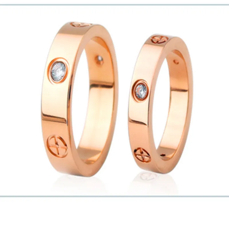 

fashion Philip's head screw zircon ring simple stainless steel men's ring rose gold women's ring hot sale